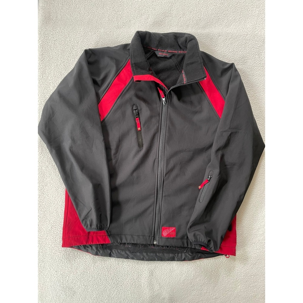 Red Wing Mens Extra‎ Large Softshell Jacket Black Red Fleece Lined Workwear XL